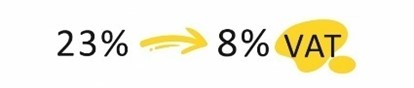 23% -> 8% VAT