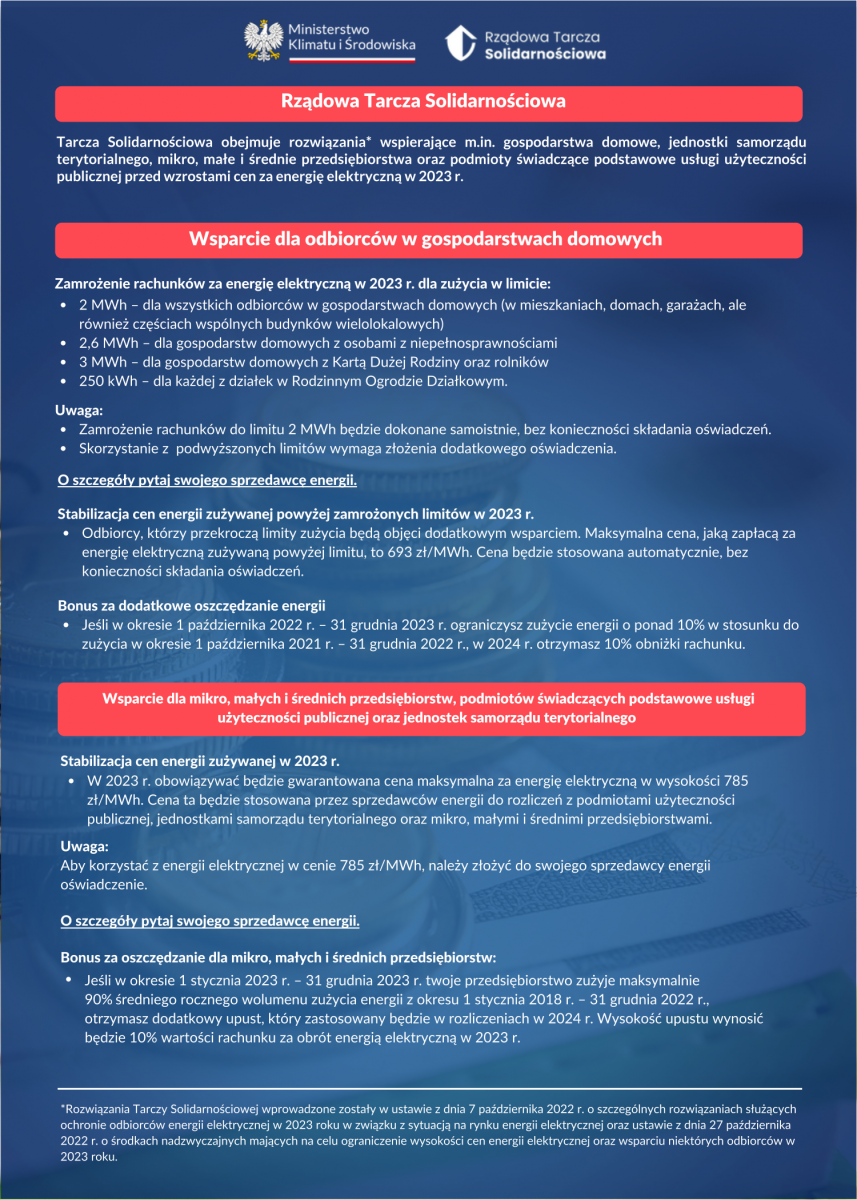 ulotka informacyjna rządowej tarczy solidernościowej